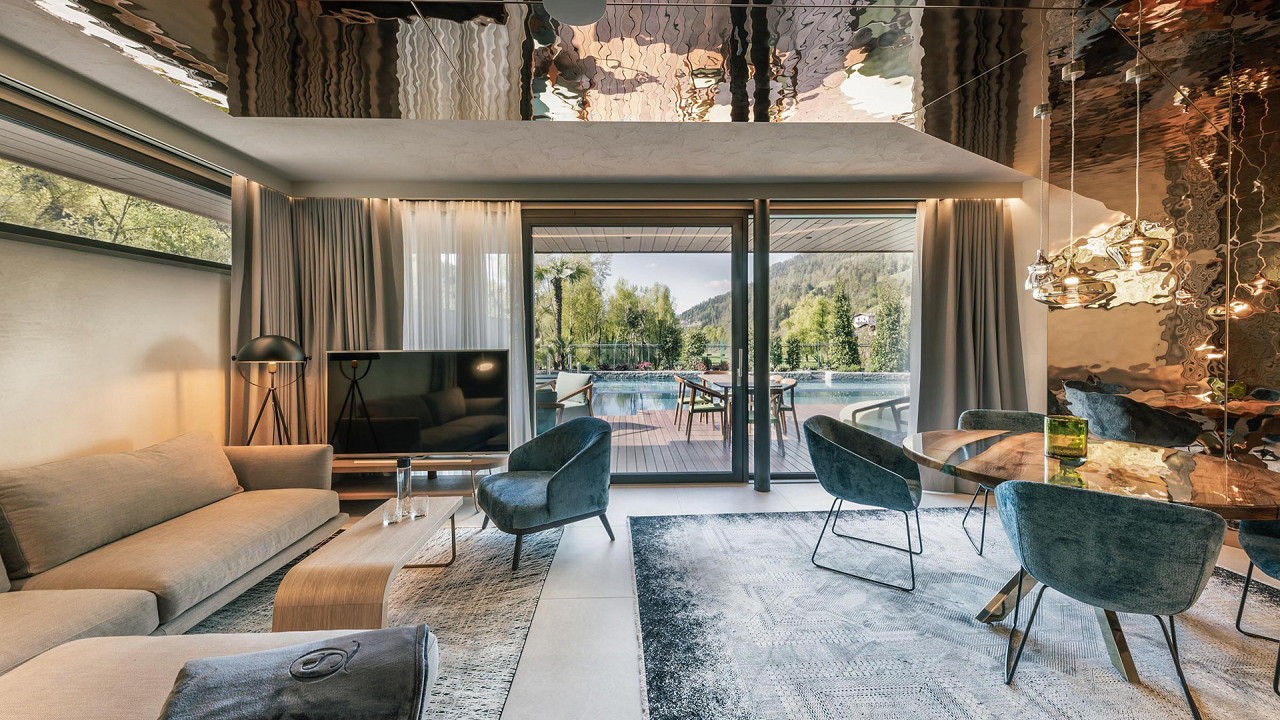 Wohnzimmer - Lake Villa Deluxe - Quellenhof See Lodge