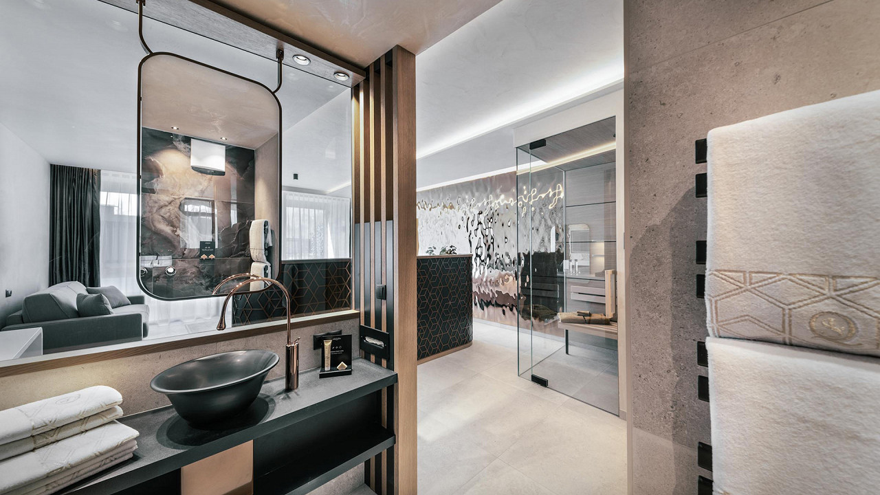 Badezimmer - Suite Al Lago - Quellenhof See Lodge