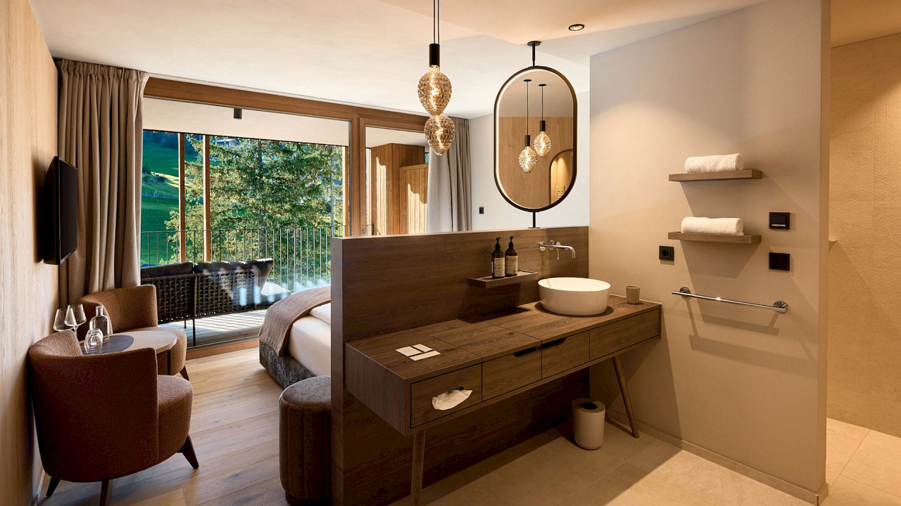 Chambre et salle de bain - Chambre Pralina - Hôtel Badia Hill