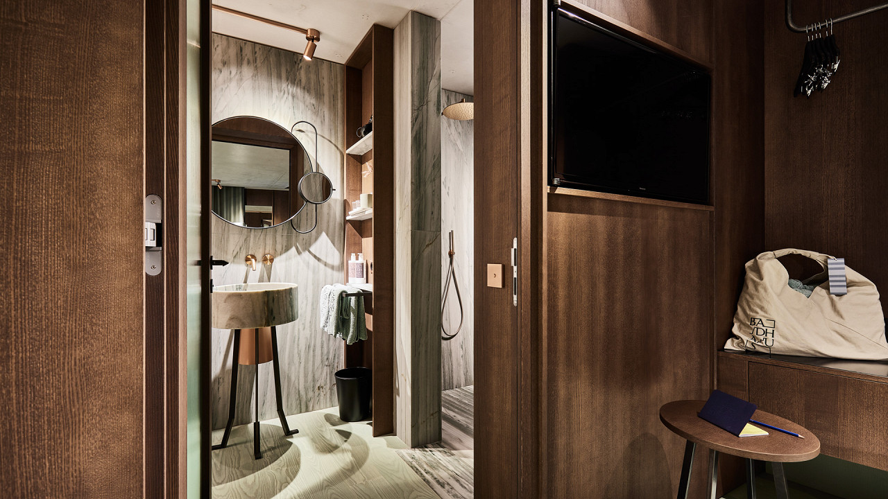 Badezimmer - Zimmer im Obergeschoss - Boutique Hotel Badhaus