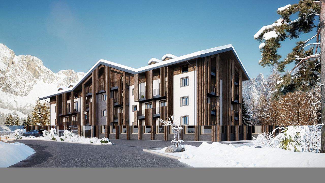 Esterno invernale Hotel Tofana Cortina