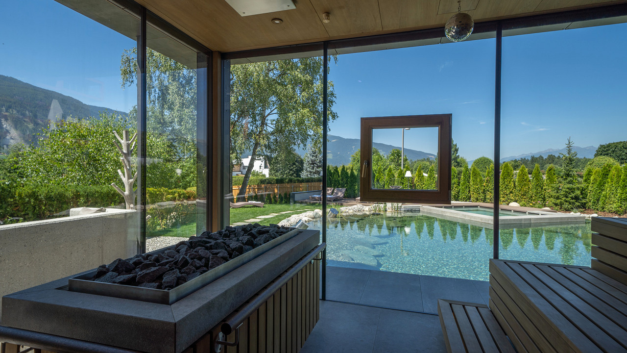 Sauna mit Schwimmteich Majestic Hotel Bruneck