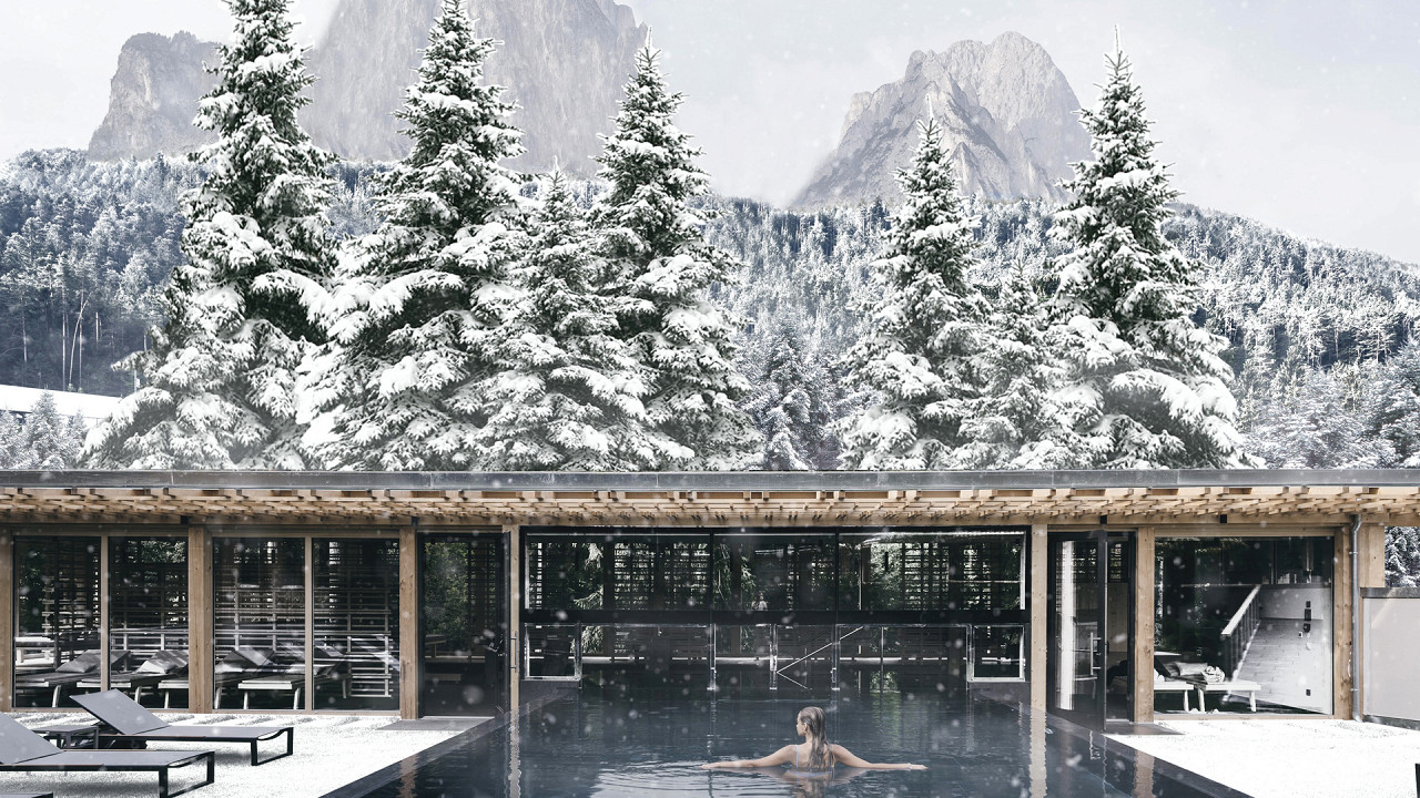 Esterno invernale Sensoria Dolomites