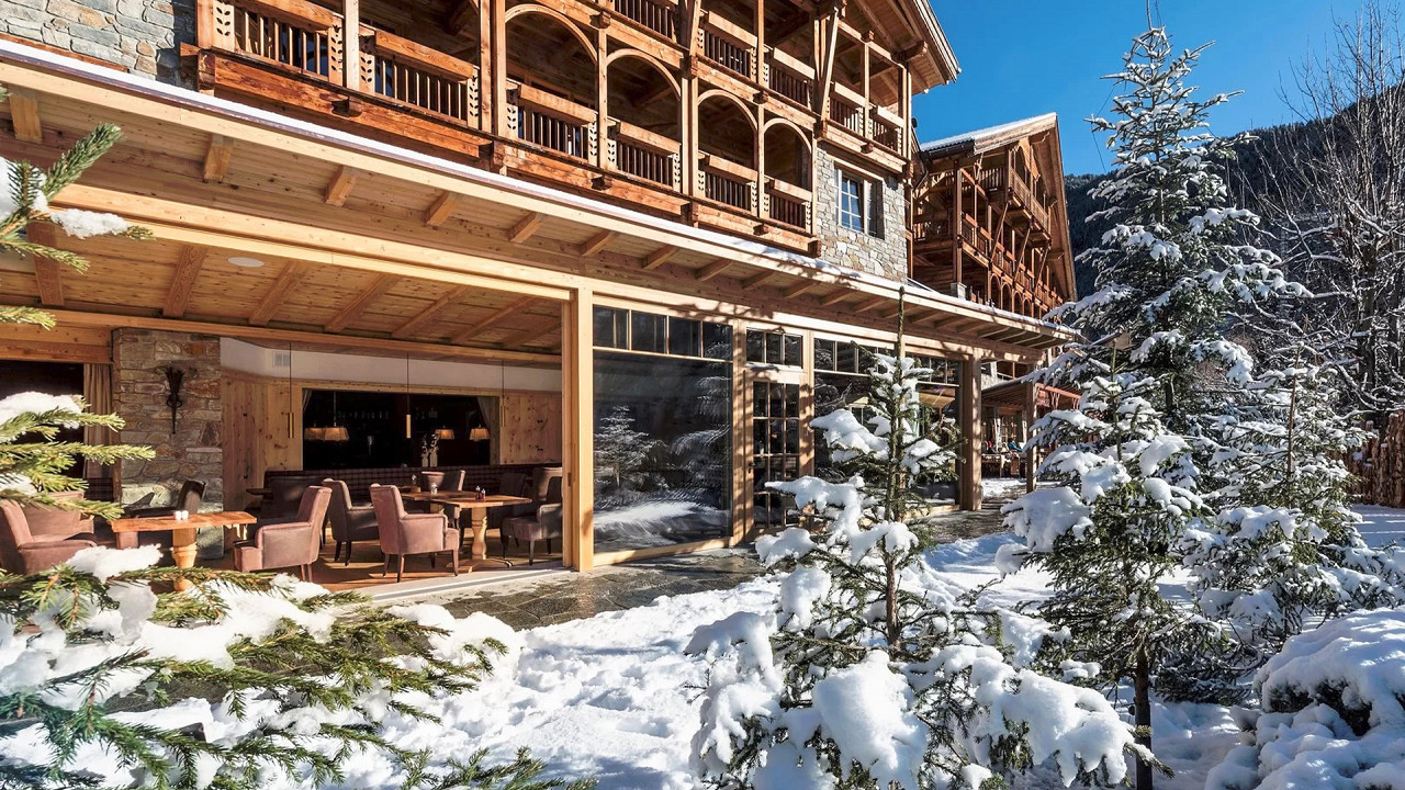 Terrasse extérieure en hiver Naturhotel Lüsnerhof Luson