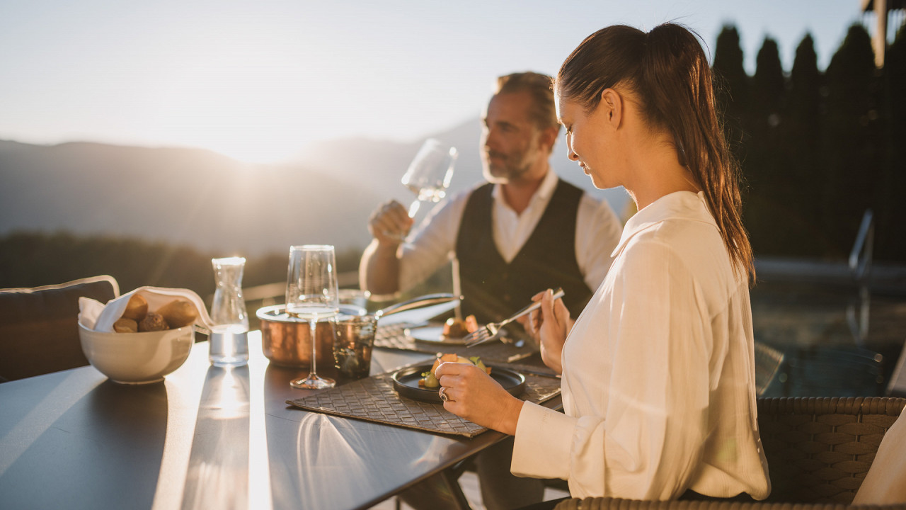 Romantisches Abendessen - Bergvillen beim Chalet Mirabell