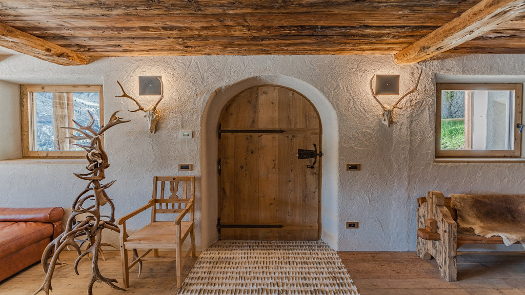 Entrata in legno Cesa del Louf Arabba